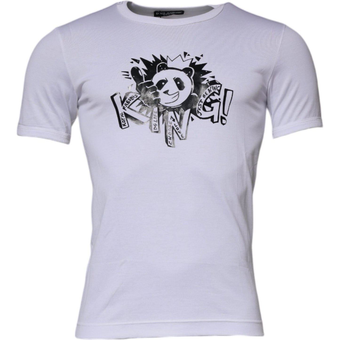 Dolce & Gabbana White Panda King Cotton Crew Neck T-shirt TSH87232-44