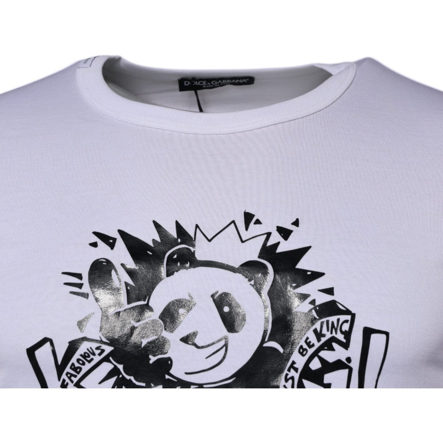 Dolce & Gabbana White Panda King Cotton Crew Neck T-shirt TSH87232-44