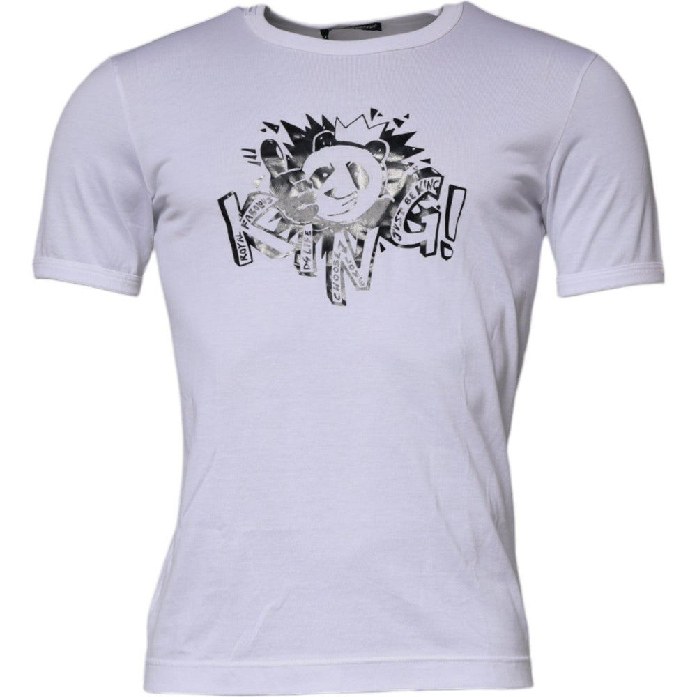 Dolce & Gabbana White Panda King Cotton Crew Neck T-shirt TSH87233-46