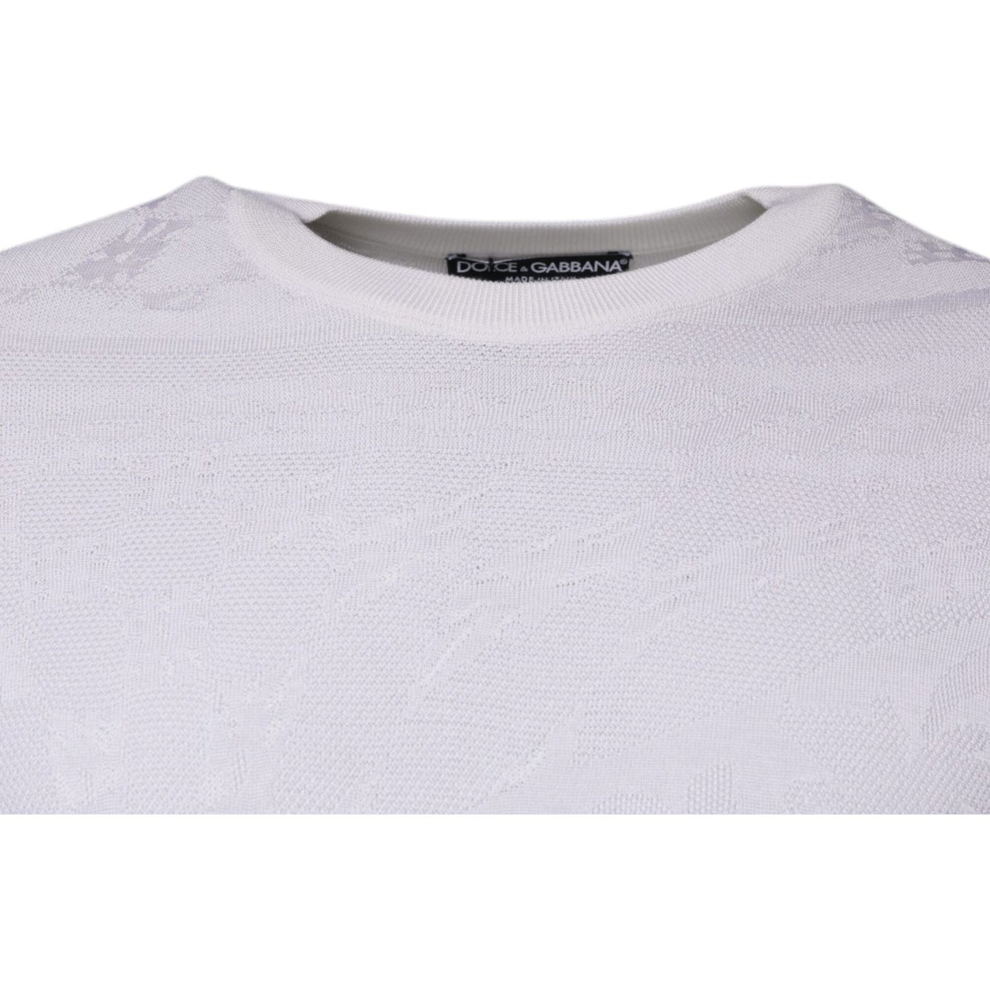 Dolce & Gabbana White Silk Crew Neck Men Pullover Sweater TSH87543-46