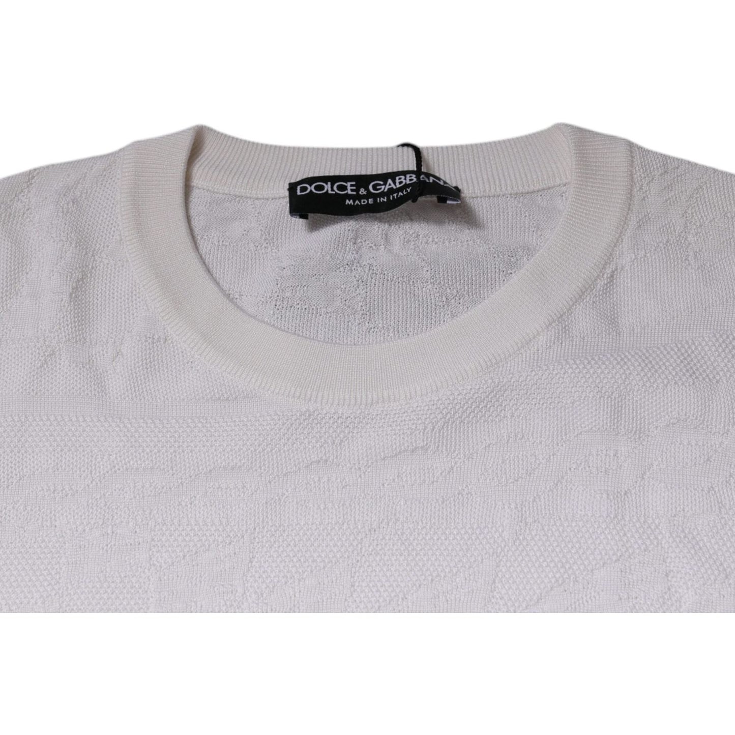 Dolce & Gabbana White Silk Crew Neck Men Pullover Sweater TSH87543-46