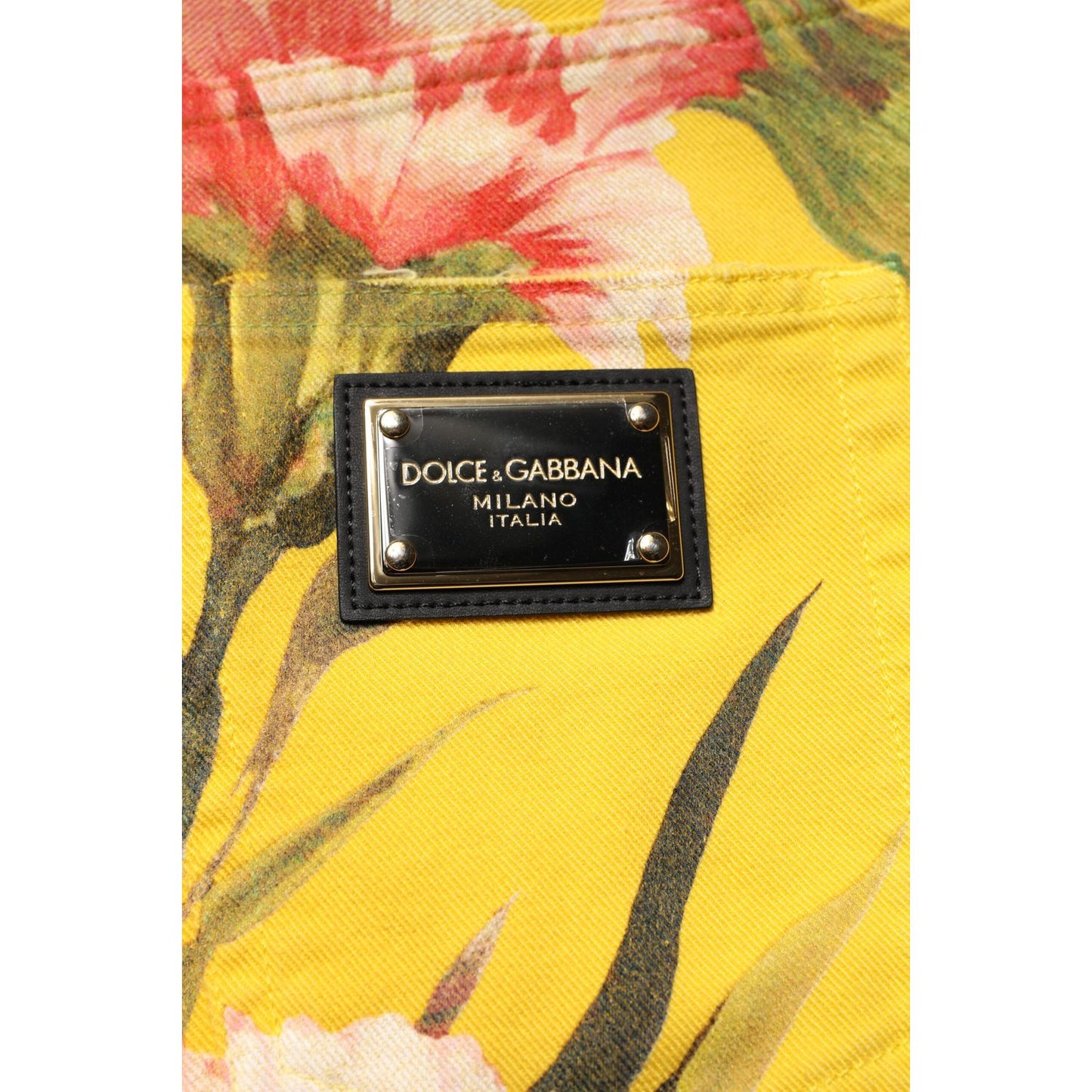 Dolce & Gabbana Yellow Floral Cargo Denim Men Bermuda Shorts PAN75205-44