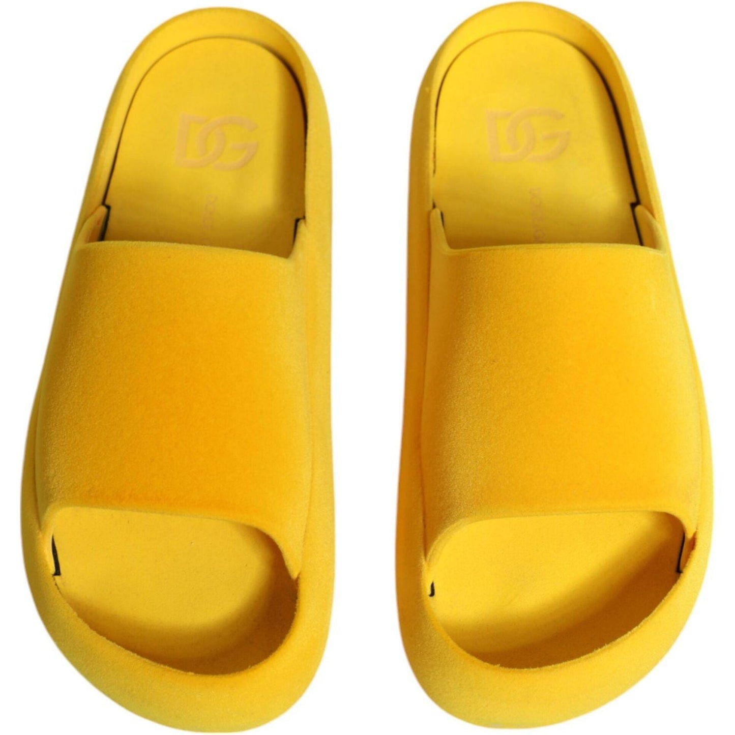 Dolce & Gabbana Yellow Rubber Slides Sandals Beachwear Shoes LA11842-39