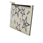 Dolce & Gabbana White Leather Douphin DG Logo Star Print Card Holder Wallet SMY11032