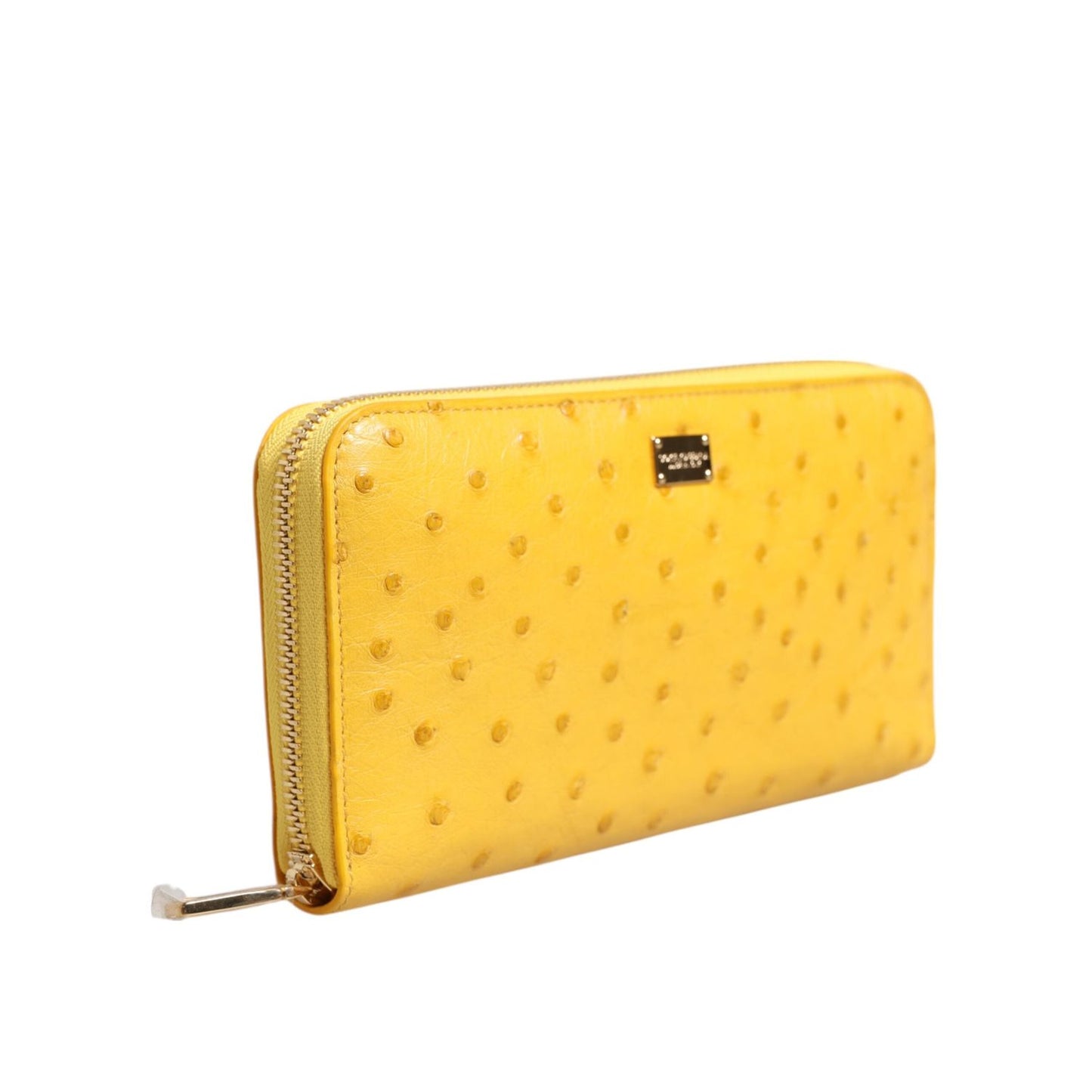 Dolce & Gabbana Yellow Leather Logo Plaque Zip Around Continental Wallet BAG4690