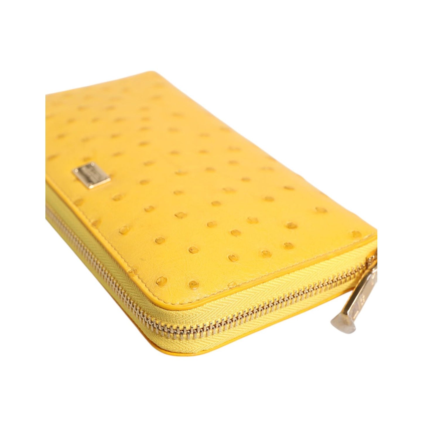 Dolce & Gabbana Yellow Leather Logo Plaque Zip Around Continental Wallet BAG4690