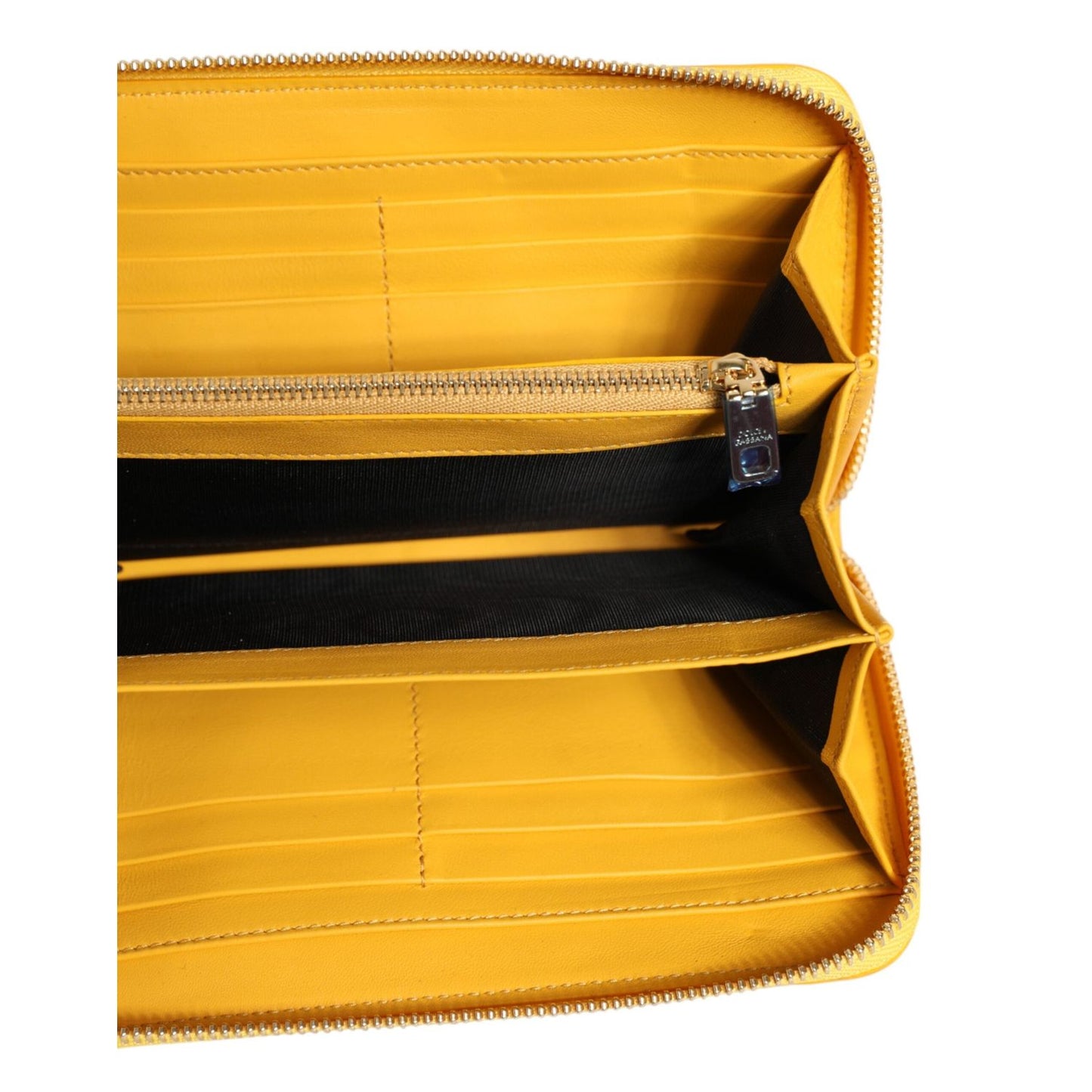 Dolce & Gabbana Yellow Leather Logo Plaque Zip Around Continental Wallet BAG4690