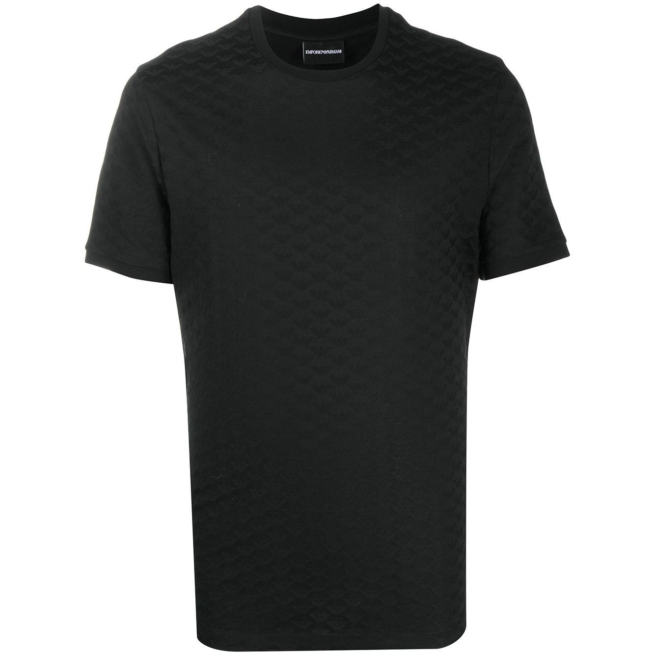 Emporio Armani Mercerised-jersey T-shirt with all-over jacquard eagle Topwear