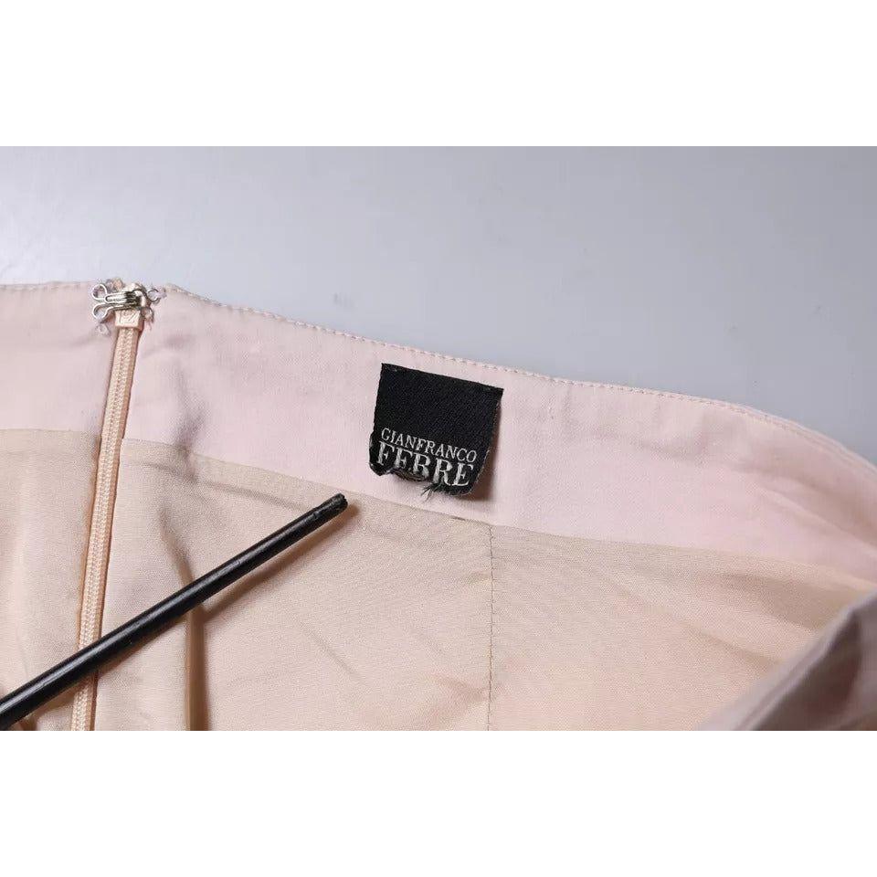 GF Ferre Beige Cotton Stretch Mid Waist Pencil Cut Skirt SKI2023-46