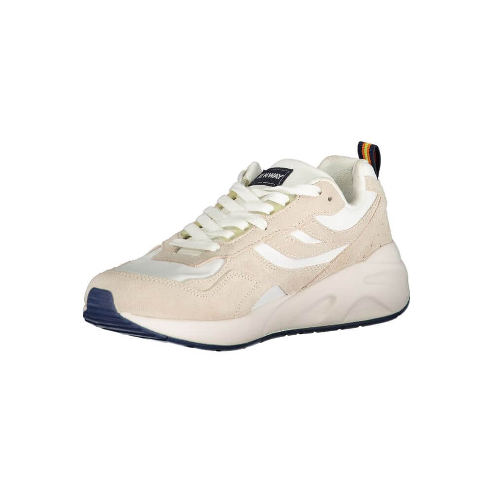 K-WAY Beige Nylon Sneaker with laces, contrast details, and logo. Ideal sports footwear for style and comfort.
