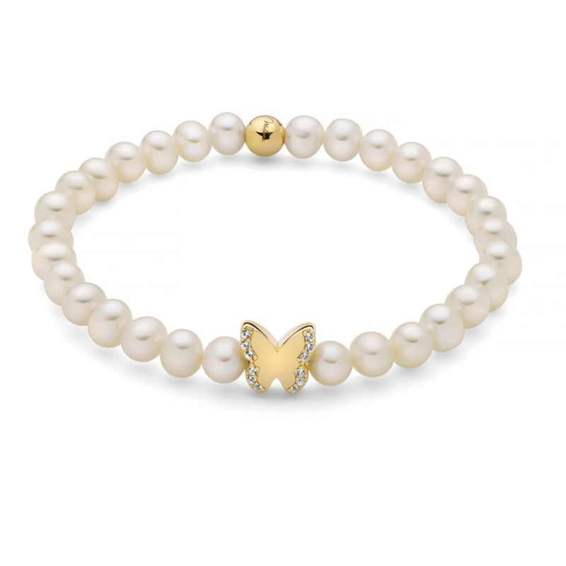 MILUNA Mod. PBR3502G-TPZ pearl bracelet with butterfly charm, elegant Miluna jewelry design