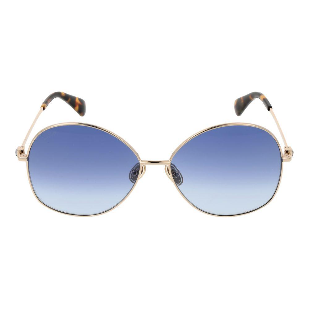 Max Mara Gold Women SunglassesGender Women Main color Gold Frame color Gold Frame material Metal Rim Style Full-Rim Lenses Color Blue Lenses Material Plastic Lenses Effect Gradient Lenses width 60 Size 60-15-140 Lenses Height 57 Bridge width 15 Frame widt