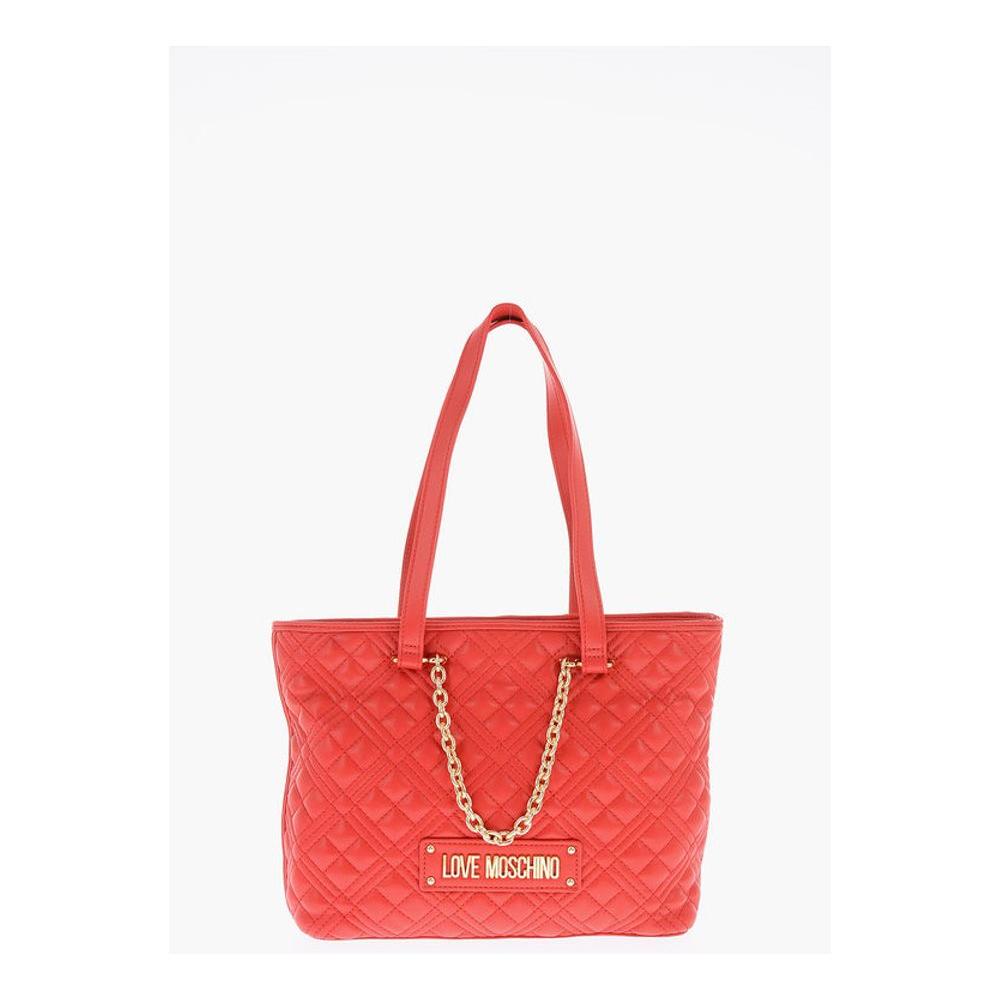 Moschino Moschino LOVE Quilted Faux Leather Tote Bag MOP447131GD 1728,74866327712,Bags,Moschino,New with tags,Red,Tote Bags - Women - Bags,Women,Women - Bags