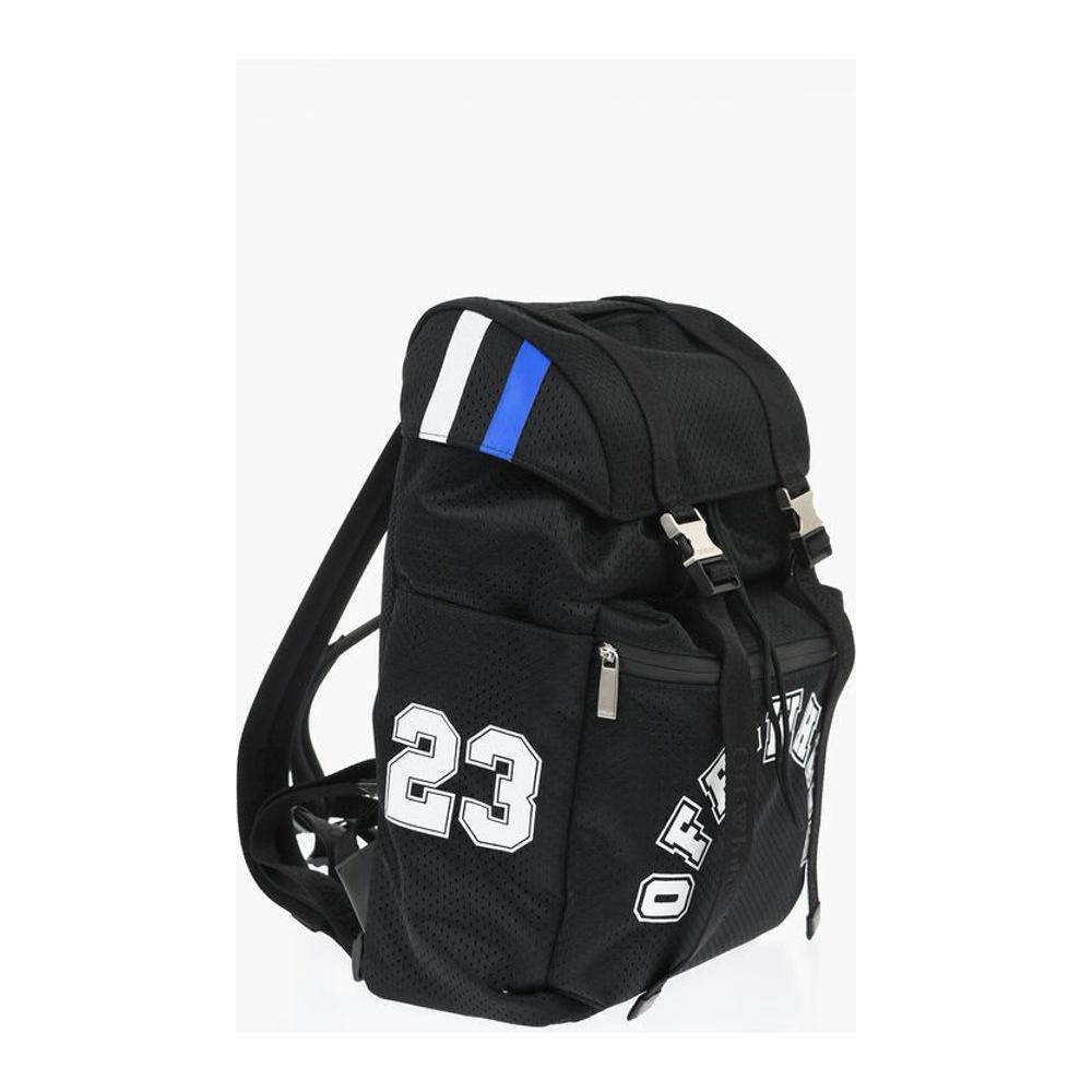 Off-White Off-White Perforated Nylon Hiking Backpack with Contrasting Details OFP647133GD 1728,74866327712,Backpacks - Men - Bags,Bags,Black,Men,Men - Bags,New with tags,Off-White