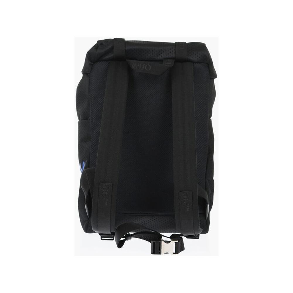 Off-White Off-White Perforated Nylon Hiking Backpack with Contrasting Details OFP647133GD 1728,74866327712,Backpacks - Men - Bags,Bags,Black,Men,Men - Bags,New with tags,Off-White