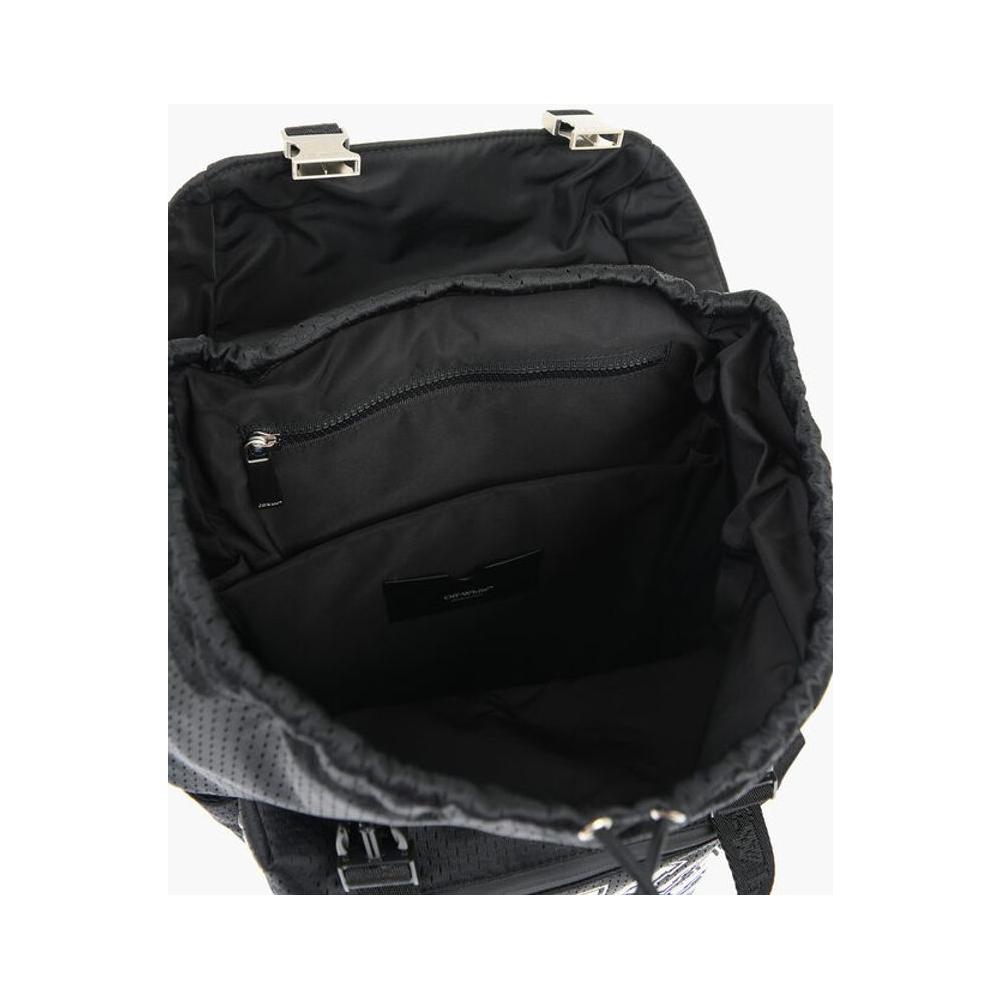 Off-White Off-White Perforated Nylon Hiking Backpack with Contrasting Details OFP647133GD 1728,74866327712,Backpacks - Men - Bags,Bags,Black,Men,Men - Bags,New with tags,Off-White