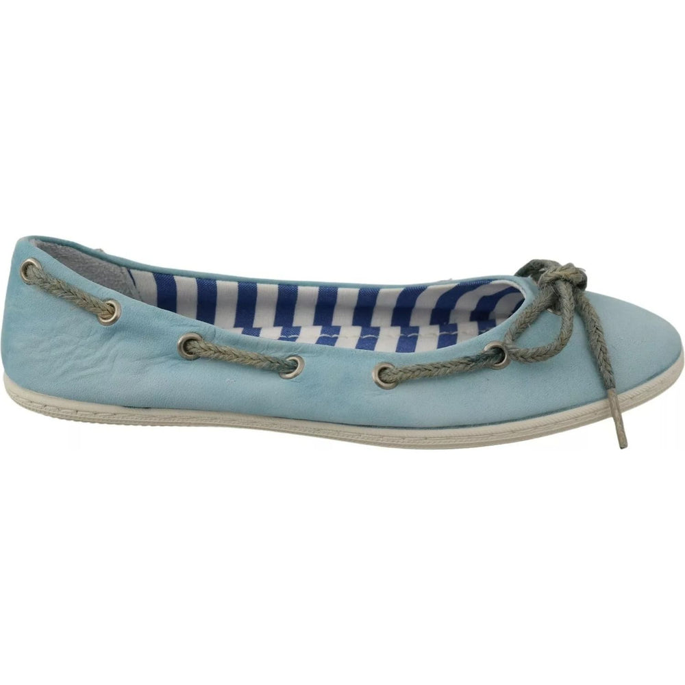 Pantofola D'Oro Sky Blue Suede Lace Bow Loafers Ballet Flat Shoes LA8396-37
