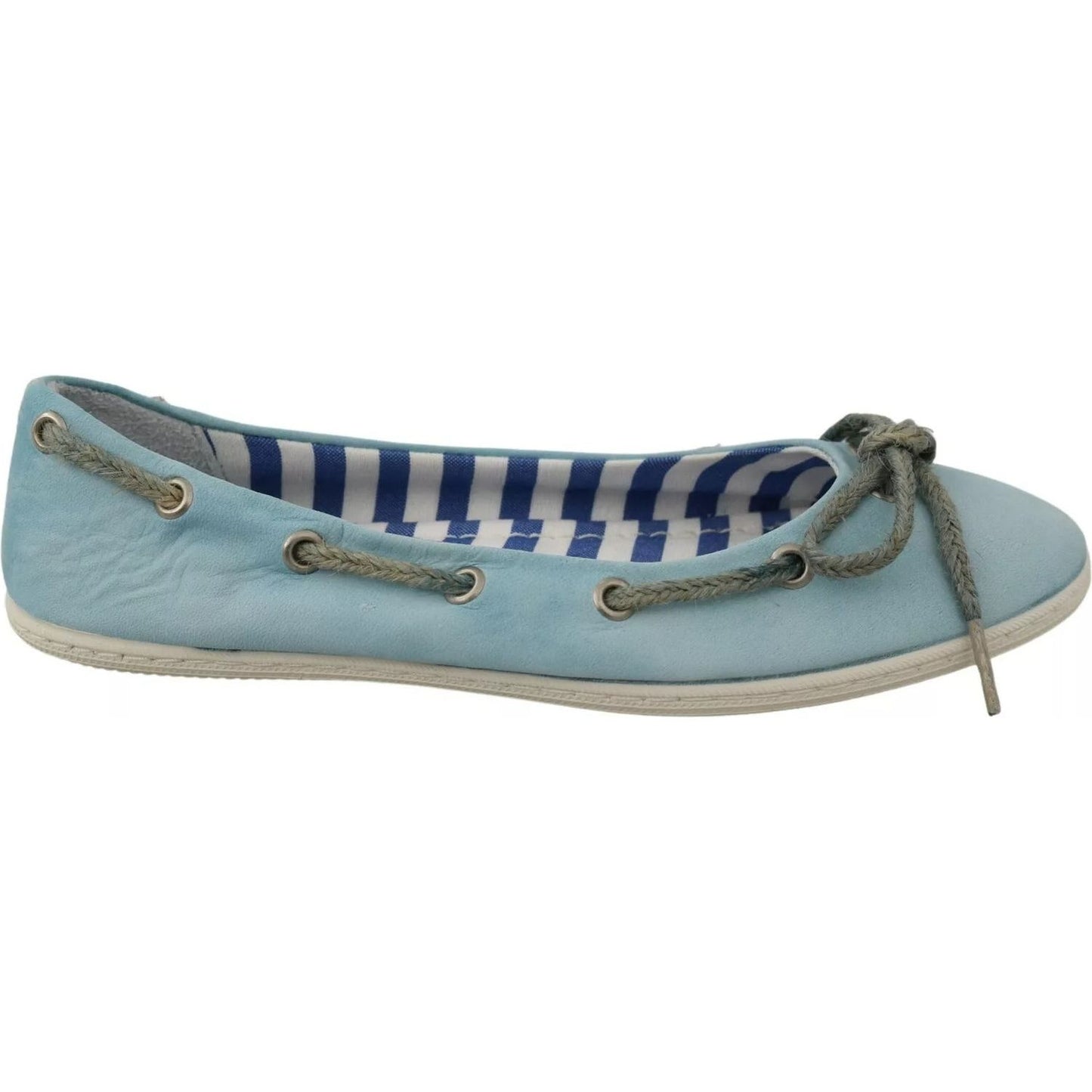 Pantofola D'Oro Sky Blue Suede Lace Bow Loafers Ballet Flat Shoes LA8396-37