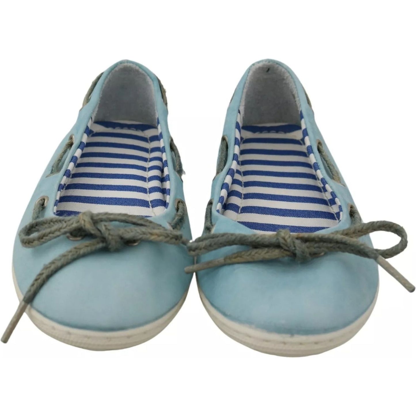 Pantofola D'Oro Sky Blue Suede Lace Bow Loafers Ballet Flat Shoes LA8396-37