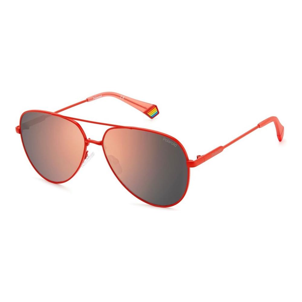 Polaroid Polaroid Red Metal Sunglasses POPLD6187SC9AAC 1728,New with tags,Polaroid,Red,Unisex,Unisex Sunglasses - Sunglasses