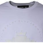 Replay White Embossed Logo Crew Neck Men Sweatshirt Sweater TSH86985-56