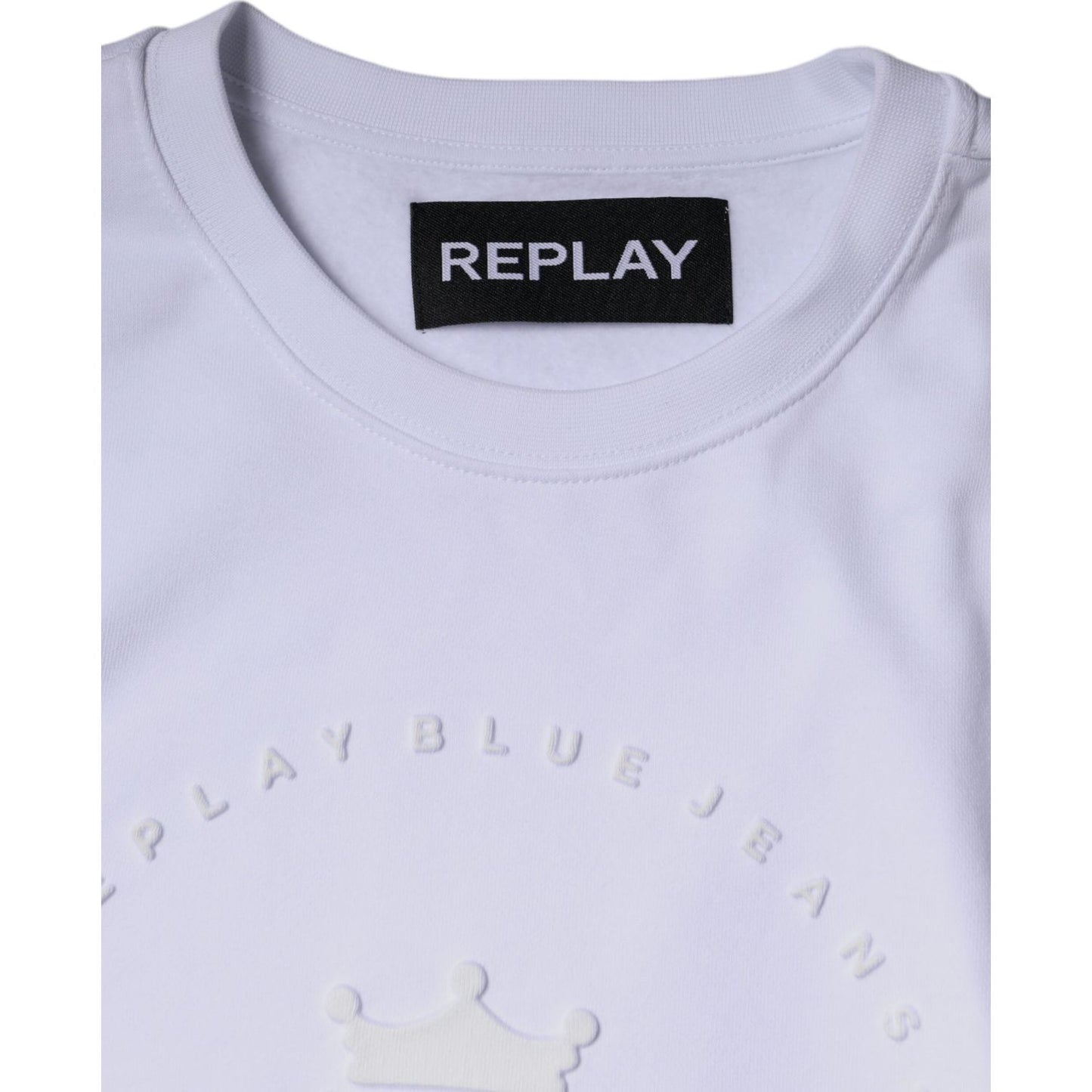 Replay White Embossed Logo Crew Neck Men Sweatshirt Sweater TSH86985-56