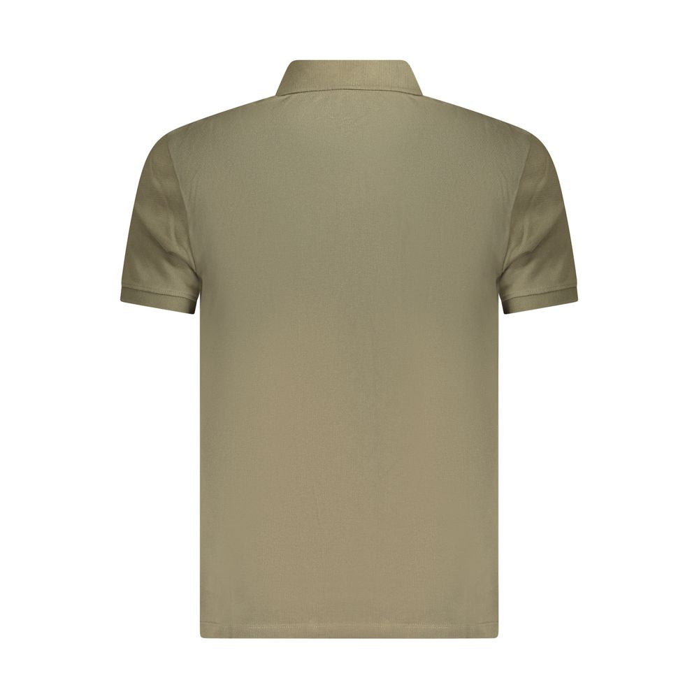 Back view of Timberland Green Cotton Polo Shirt, slim fit, short sleeves, featuring a collar and logo embroidery.