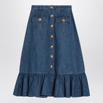 Valentino Blue cotton-linen blend denim midi skirt LDin,Spring - Summer 2025,Women,Women > Clothing,Women > Clothing > Skirts,Yes Eu Valentino 6B3DD18L94C/Q_VALE-558_102