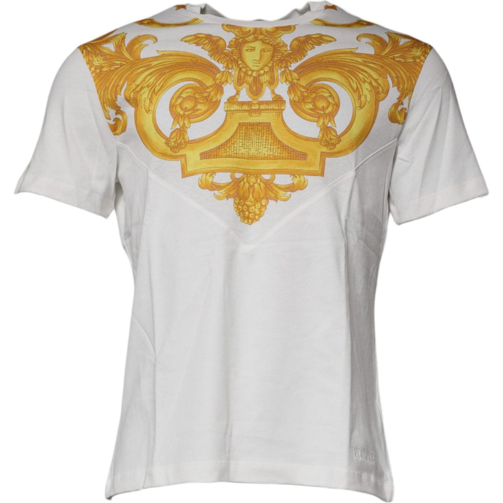 Versace White Medusa Print Cotton Crew Neck T-shirt TSH87195-50