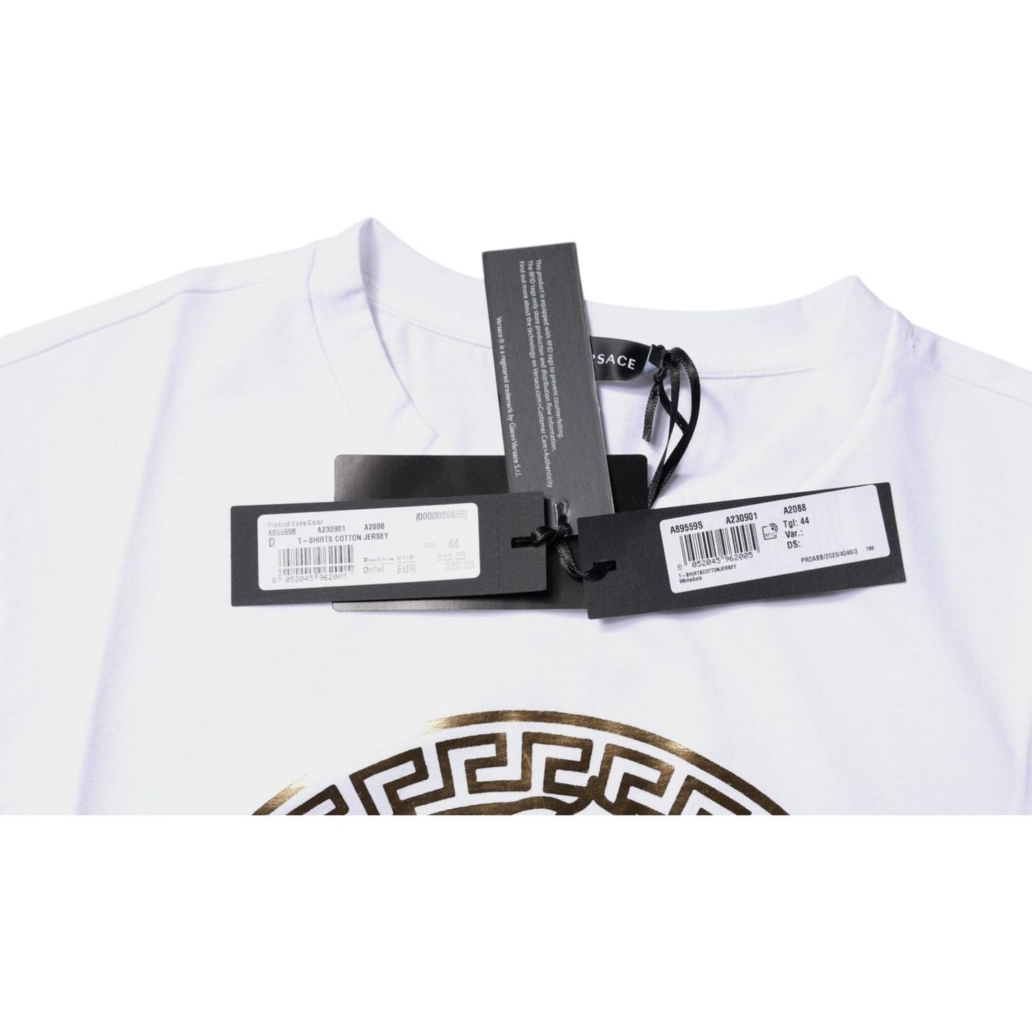Versace White Medusa Print Cotton Crew Neck T-shirt TSH87197-40