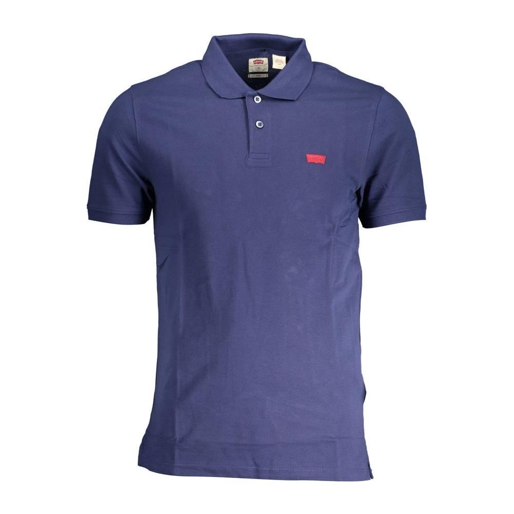 Levi's Blue Cotton Men's Polo Shirt with Logo and Two-Button Placket