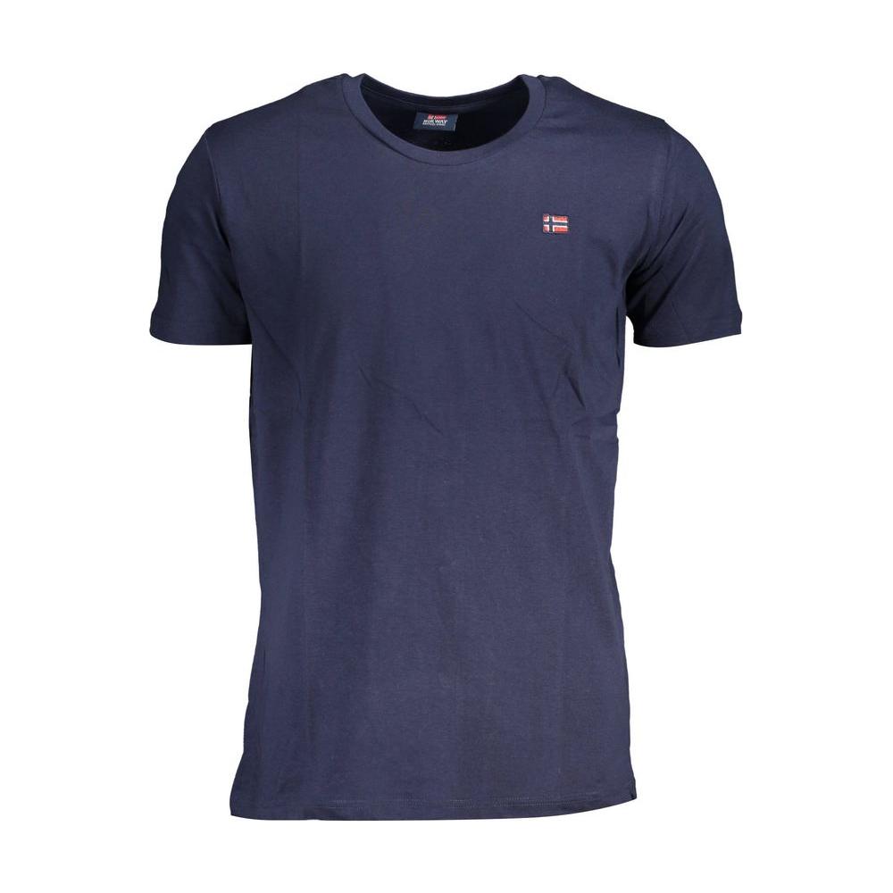 Men's Norway 1963 Blue Cotton T-Shirt with Short Sleeves and Crew Neck, Featuring Signature Logo