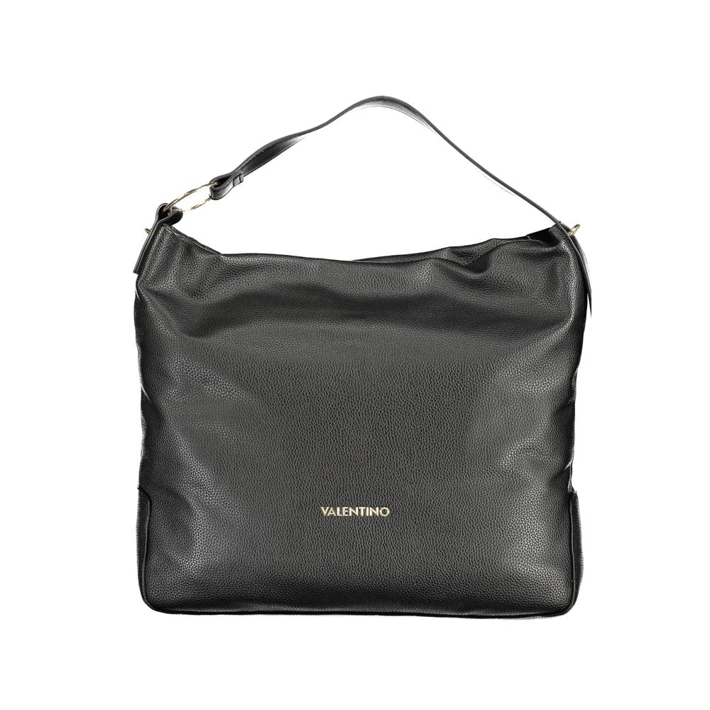 Valentino Bags black polyethylene women's handbag with single handle and adjustable strap, featuring a sleek design for modern style.