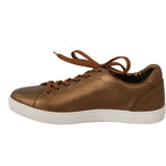 Dolce & Gabbana Golden Metallic Leather Sneakers Dolce & Gabbana Dark Olive Green