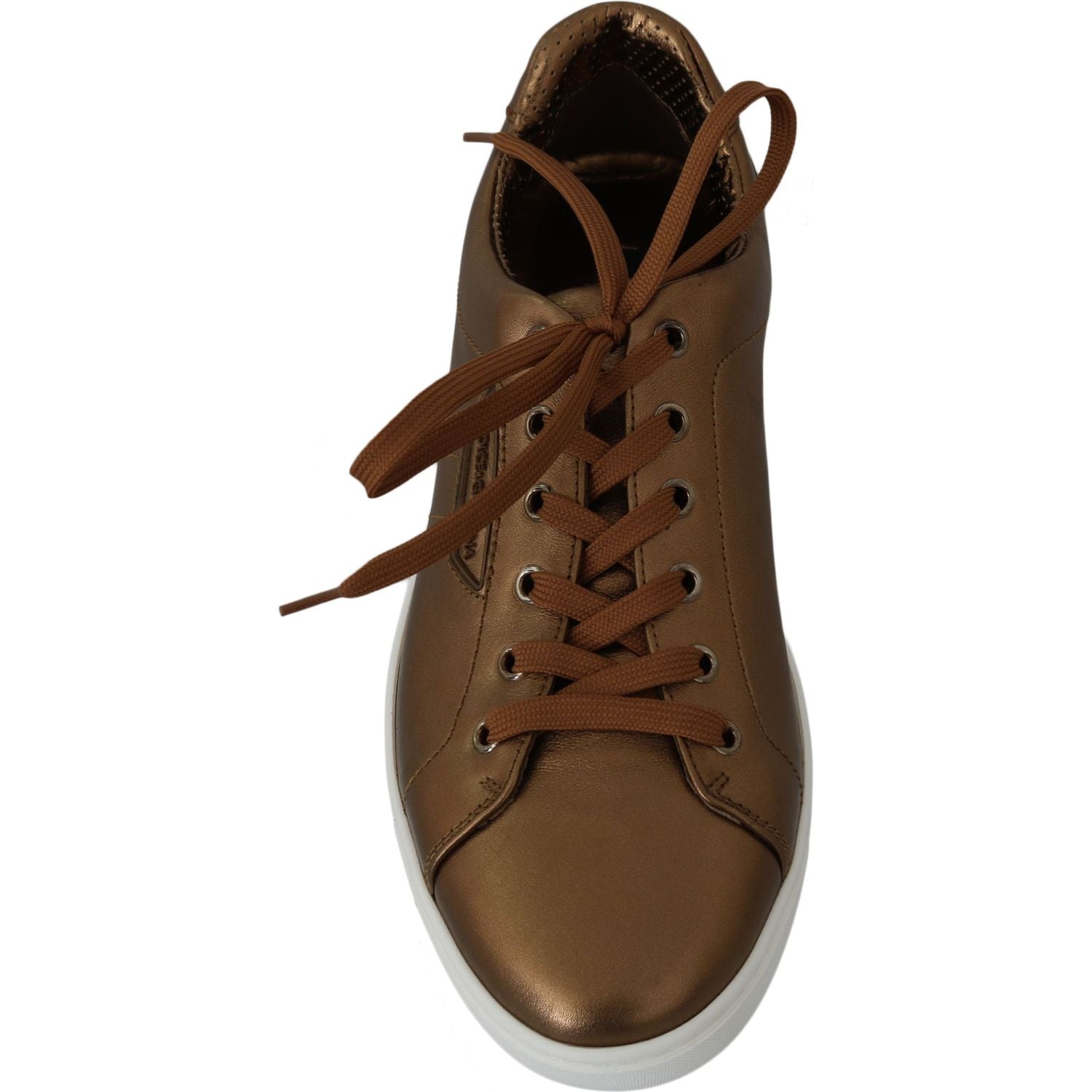 حذاء رياضي من الجلد باللون الذهبي المعدني من دولتشي آند غابانا