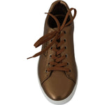 Dolce & Gabbana Golden Metallic Leather Sneakers Dolce & Gabbana Dark Olive Green