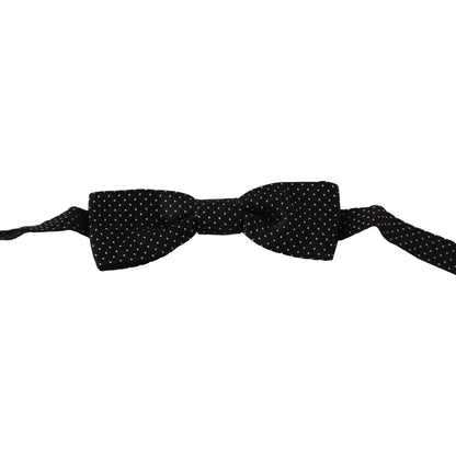 Dolce & Gabbana Black Polka Dots Silk Adjustable Neck Papillon Men Bow Tie
