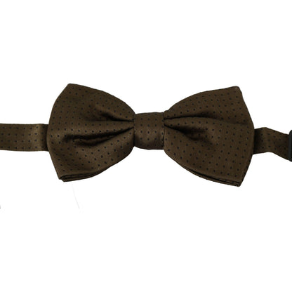 Dolce & Gabbana Brown Polka Dots Silk Adjustable Neck Papillon Men Bow Tie