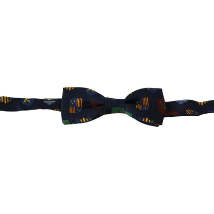 Dolce & Gabbana Blue Flags 100% Silk Adjustable Neck Papillon Men Bow Tie