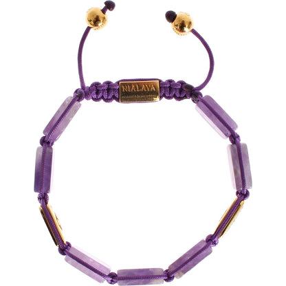 Nialaya CZ Amethyst 18K Gold 925 Bracelet