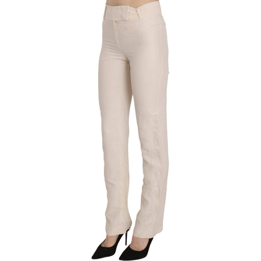 LAUREL White High Waist Silk Blend Flared Dress Trousers Pants PAN70225-36