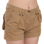 PLEIN SUD Brown Mid Waist 100% Cotton Mini Shorts PAN70244-38