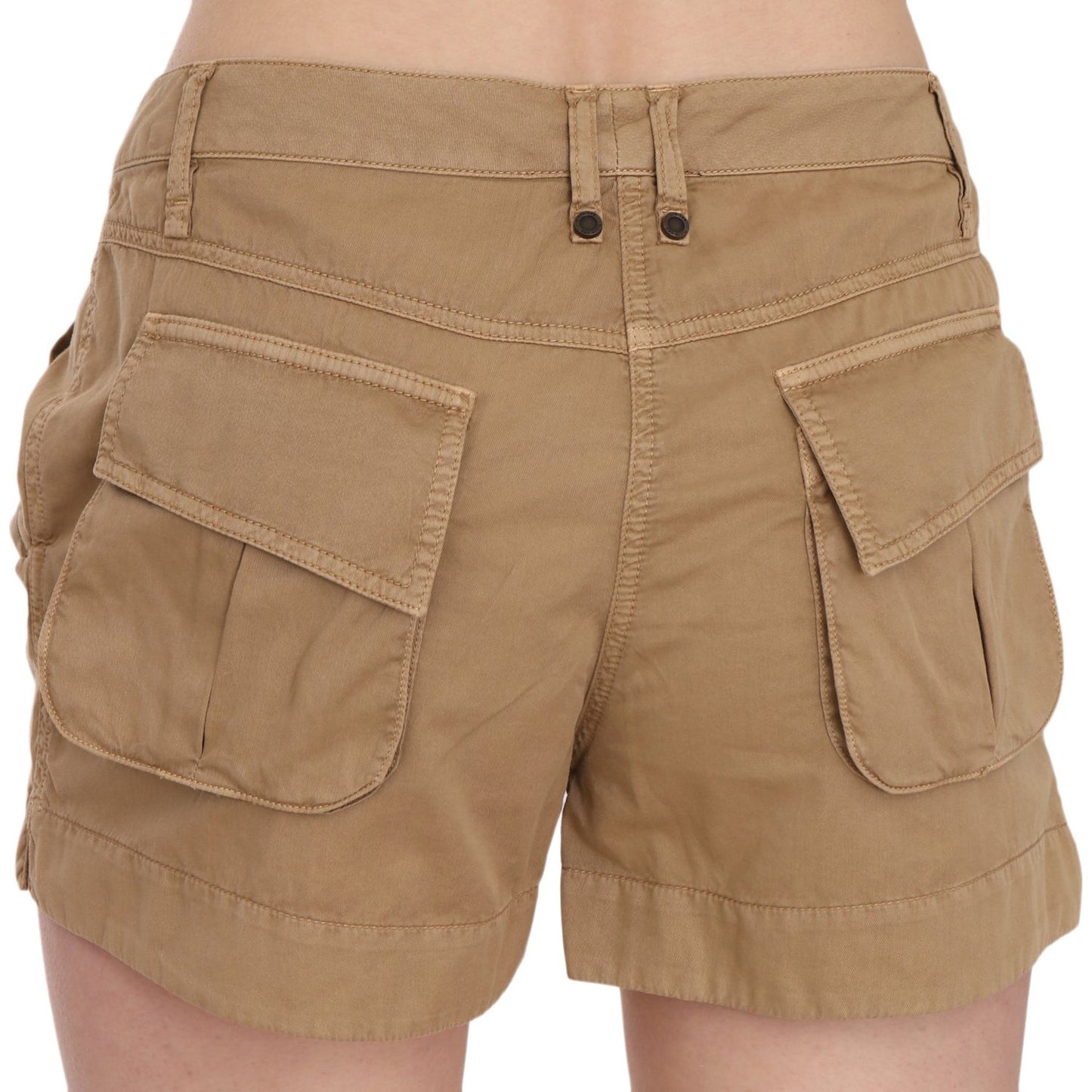 PLEIN SUD Brown Mid Waist 100% Cotton Mini Shorts PAN70244-38