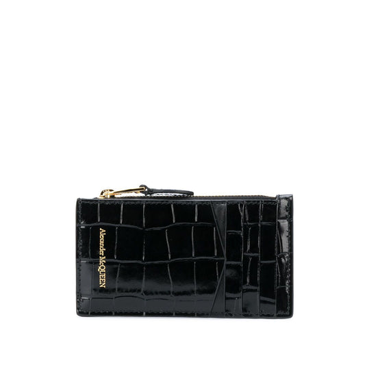 Alexander McQueen Skull zipped leather card case Wallets