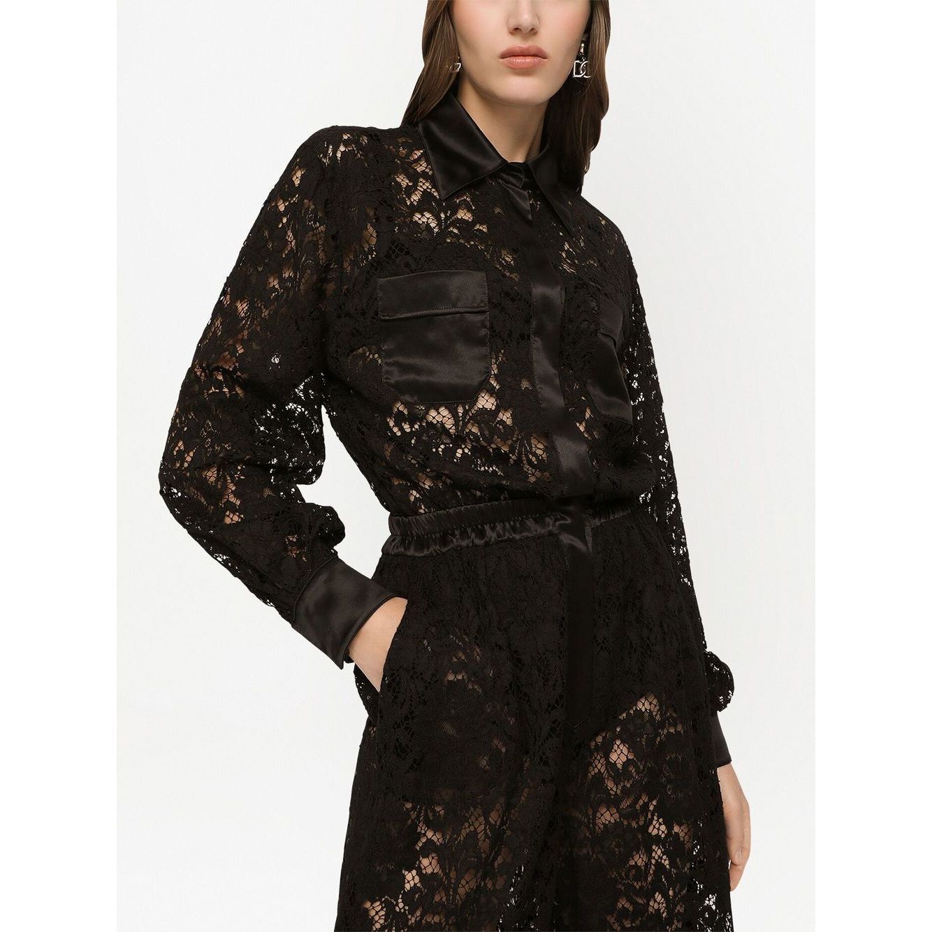 Dolce & Gabbana lace-trim long-sleeve jumpsuit