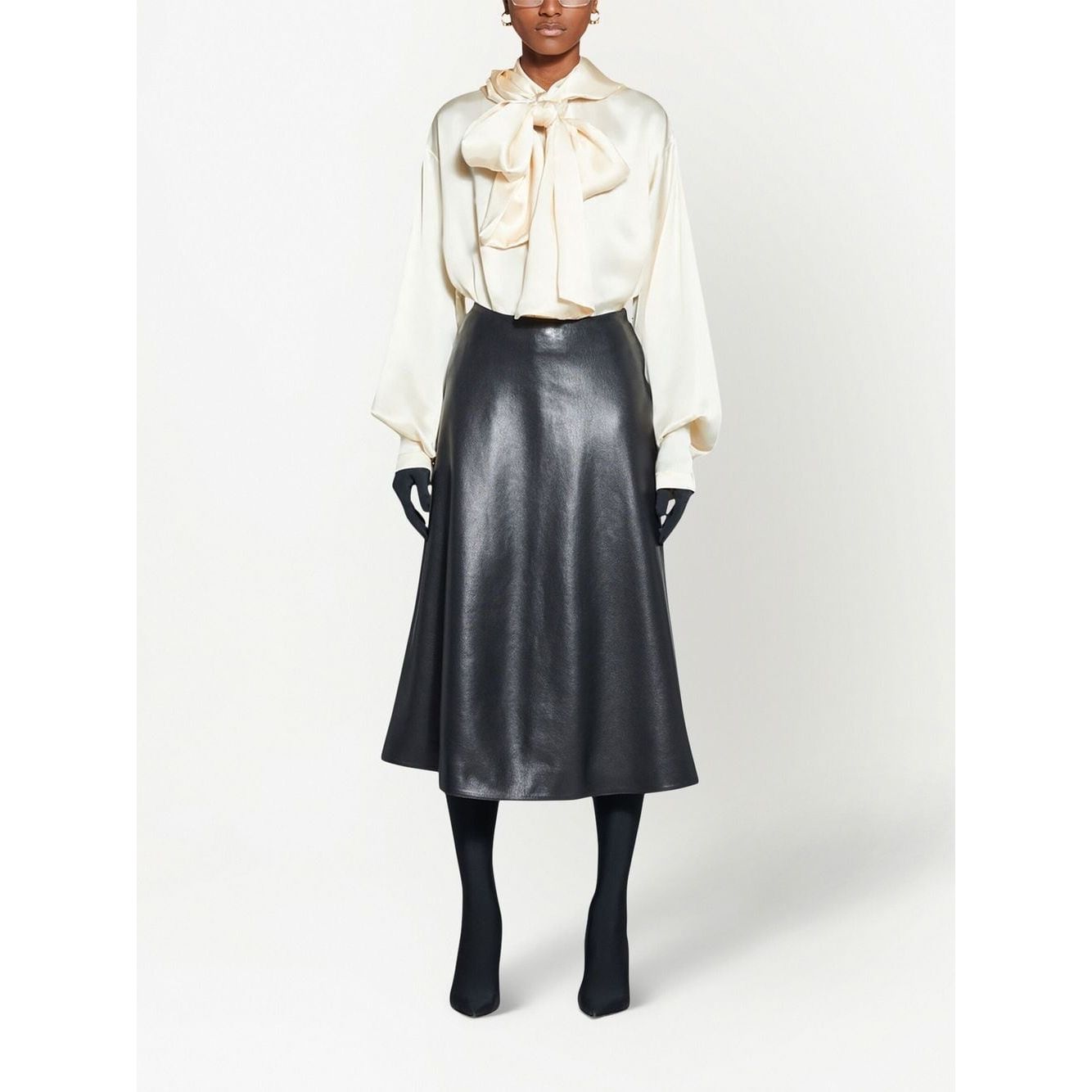 Balenciaga leather midi skirt