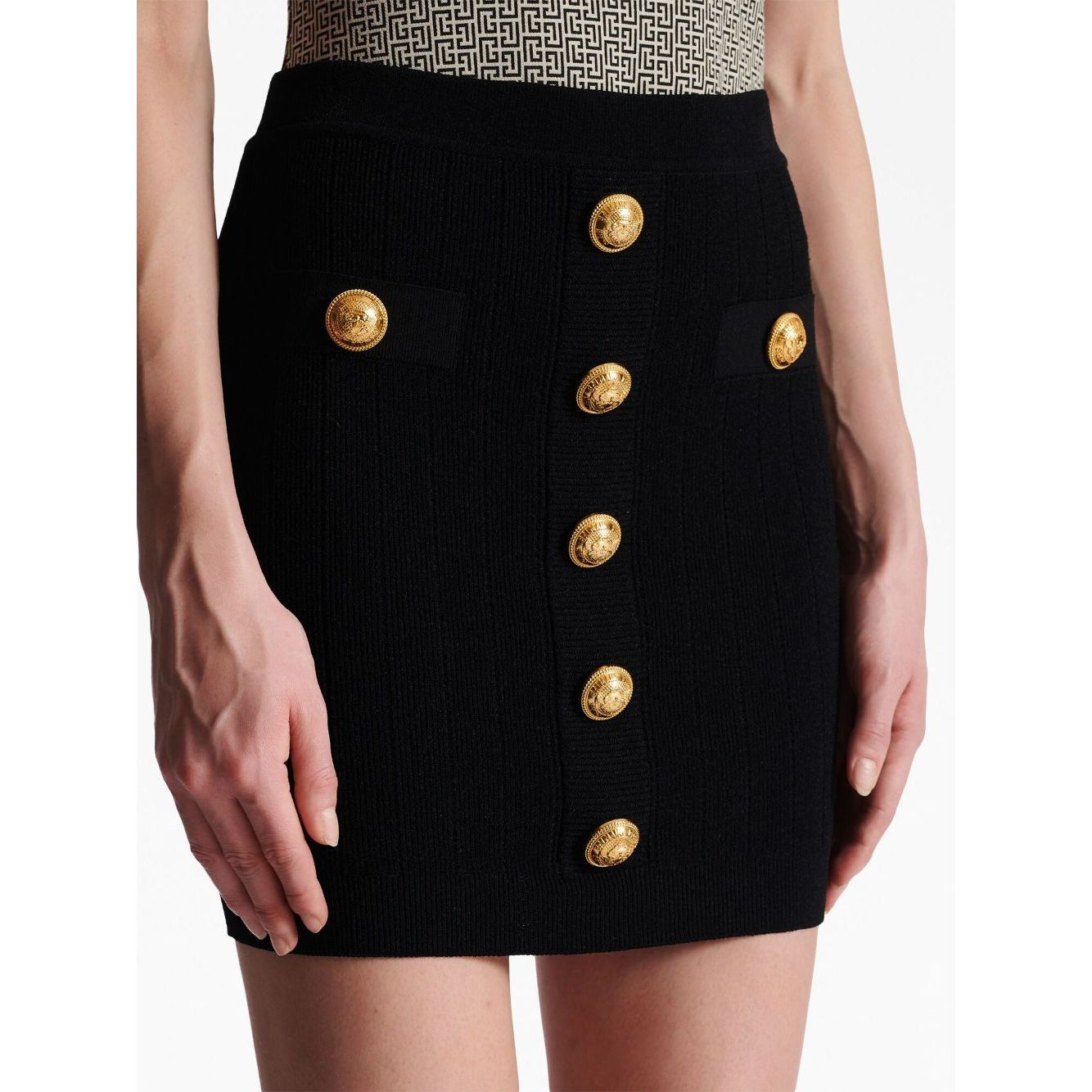 Balmain Button-detail knitted miniskirt