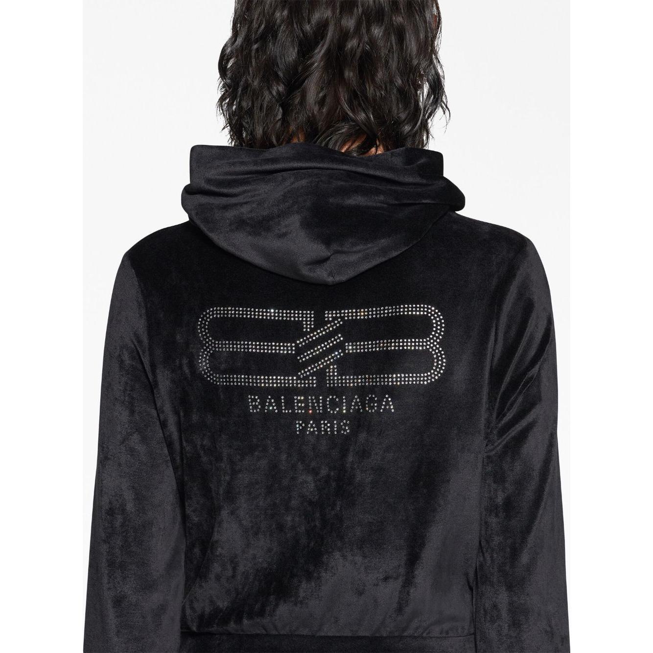 Balenciaga Crystal embellished velvet zip-up hoodie 751792TOV101000