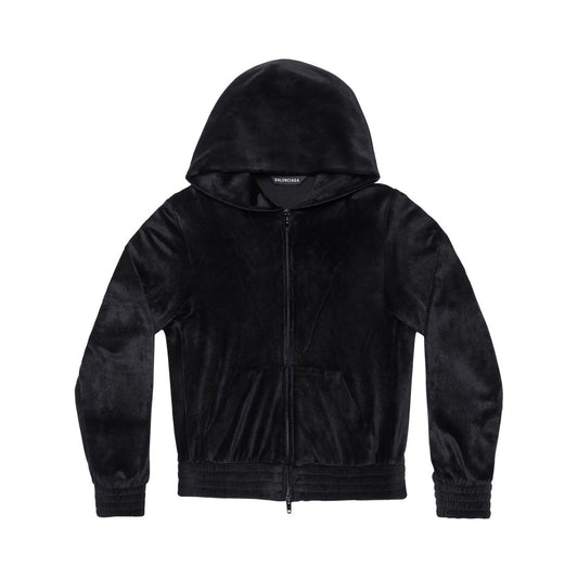 Balenciaga Crystal embellished velvet zip-up hoodie