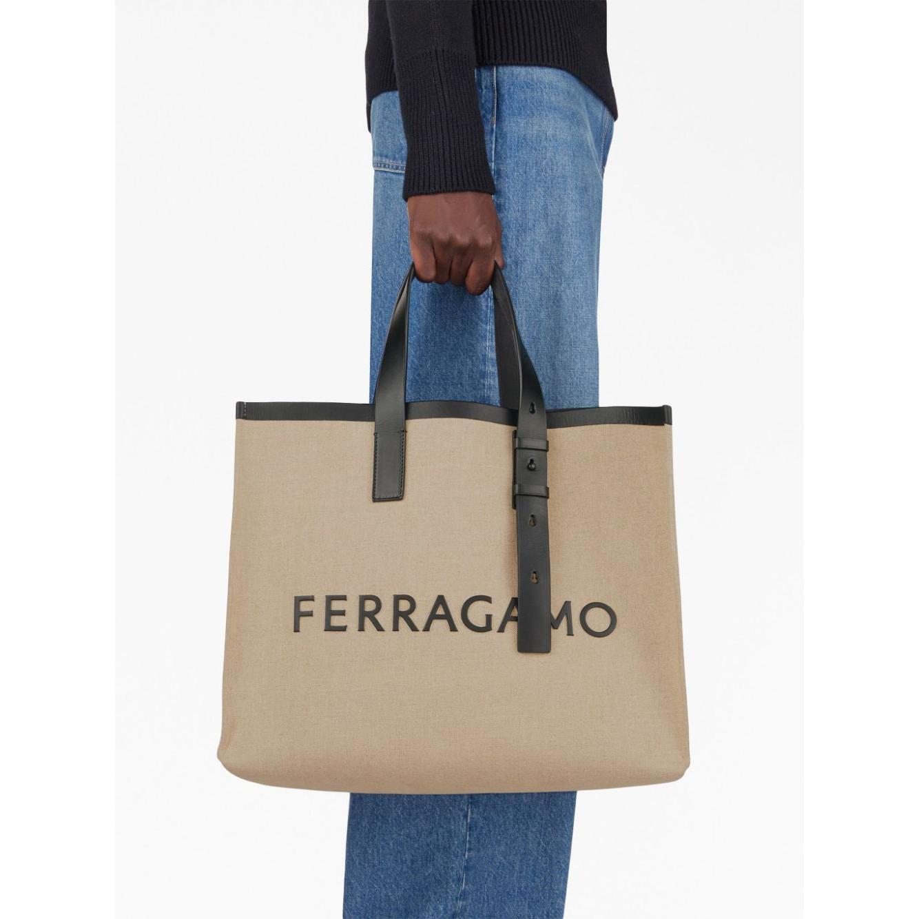 Ferragamo logo-embossed leather tote bag 241298764873001-AI23